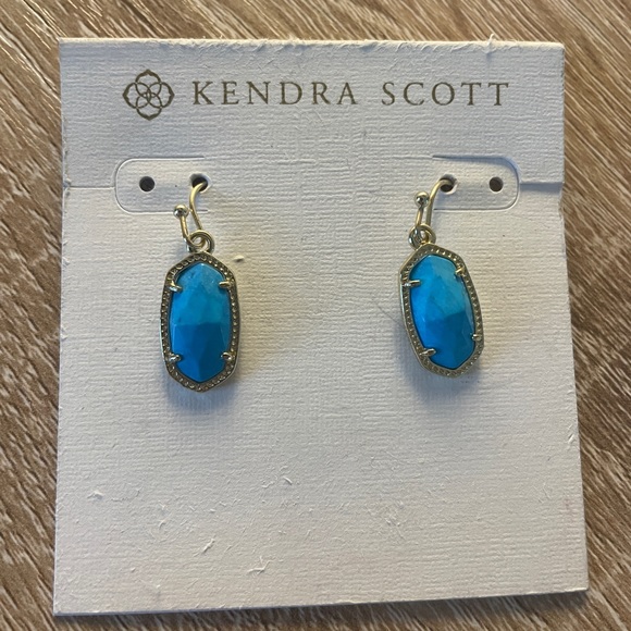 Kendra Scott Jewelry - Kendra Scott Turquoise Color Lee Earrings Gold tone NWOT